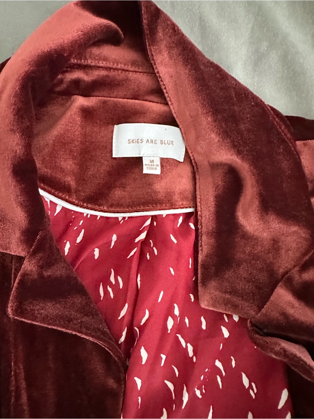 Skies Are Blue Rust Red / burnt orange Velvet Maxi Duster - Picture 2 of 3